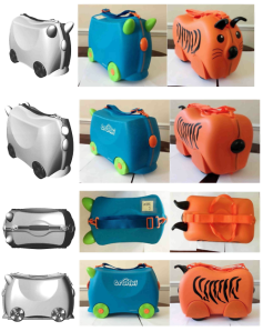 The Trunki CRD is on the left, the Trunki product in the middle and the Kiddee case is on the right)